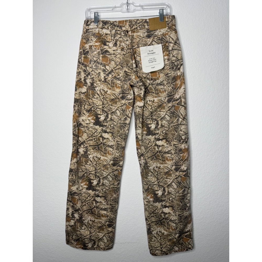 Cotton On Low Straight Camo Branch Print Rigid Denim Jeans Womens 26 Camouflage - Picture 4 of 6